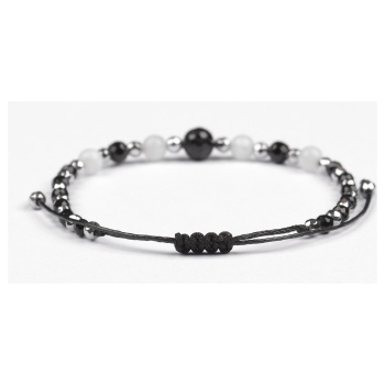 Bransoletka czarny TURMALIN Kamień Księżycowy HEMATYT ochrona miłość